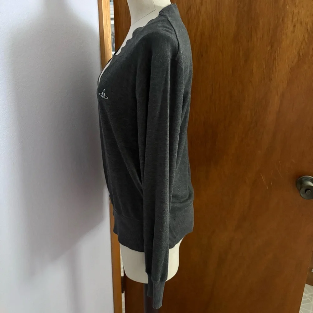 VIVIENNE WESTWOOD Man sz 46 sz S Gray Asymmetrical Cardigan Tencel - Picture 4 of 10